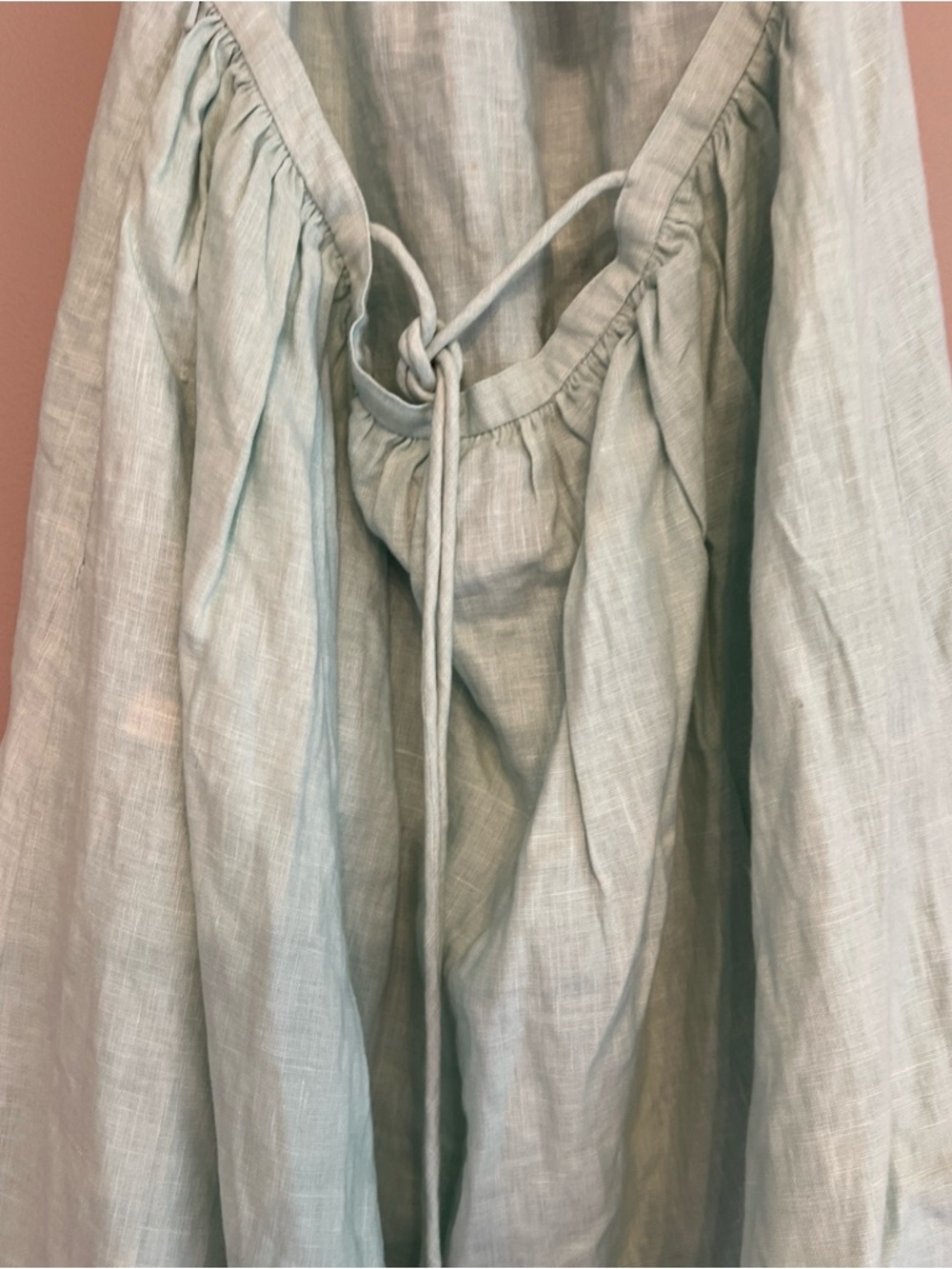 Pepin Anthropologie Linen Halter Dress MIDI Size 0 Aqua Beaded Pocket New Damage - Picture 6 of 14